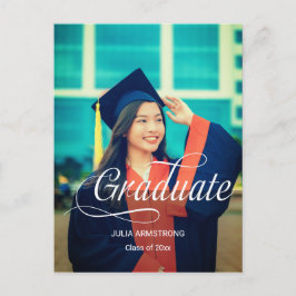 写真モダン独身のシンプルスクリプト卒業カード ポストカード