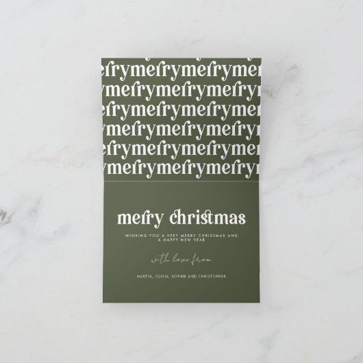 写真モダン独身のメリー・クリスマス シーズンカード (内部)