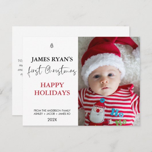 写真モダン独身の初めてのクリスマスはがき ポストカード (正面/裏面)