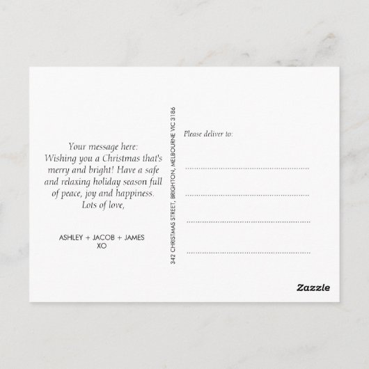 写真モダン独身の初めてのクリスマスはがき ポストカード (裏面)