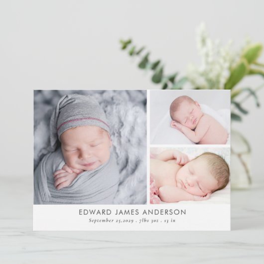 写真モダン生まれたばかりのコラージュ誕生 案内状 (スタンド正面)