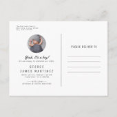 写真モダン生まれたばかりのベビーユニーク発表 ポストカード (裏面)