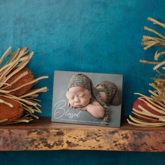 写真モダン生まれたばかりの卓上のプレートとイーゼル フォトプラーク (側面)