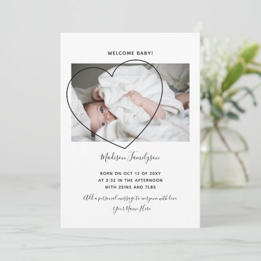 写真モダン生まれたばかりの生発表 案内状 (スタンド正面)