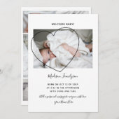 写真モダン生まれたばかりの生発表 案内状 (正面/裏面)