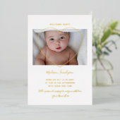 写真モダン生まれたばかりの生発表 箔招待状 (立ち正面)