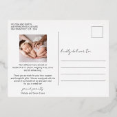 写真モダン生エレガント生発表 箔招待状ポストカード (裏面)