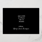 写真モダン生誕通知カードのスクリプト 箔招待状 (裏面)