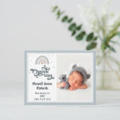 写真モダン男の赤ちゃんエレガントありがとうはがき ポストカード (スタンド正面)