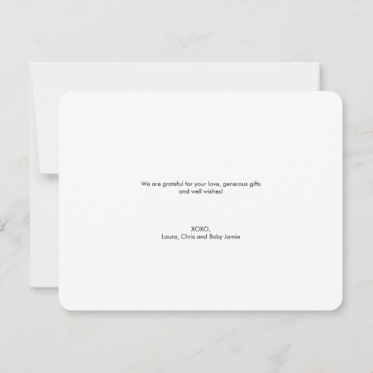 写真モダン男の赤ちゃんシャワーシャルボード サンキューカード (裏面)