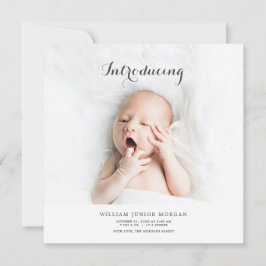 写真モダン男女兼用の誕生発表 案内状