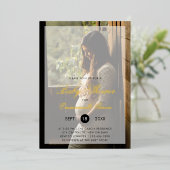 写真モダン男女兼用赤ちゃんシャワー金ゴールド 箔招待状 (立ち正面)