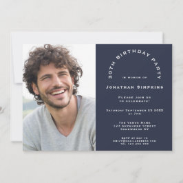写真モダン男30歳の誕生日パーティー海軍 招待状