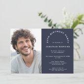 写真モダン男30歳の誕生日パーティー海軍 招待状 (スタンド正面)