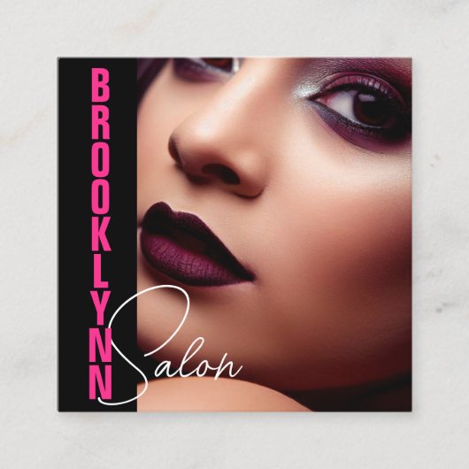 写真モダン画クール像テンプレートガーリーピンク スクエア名刺 (正面)