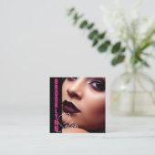 写真モダン画クール像テンプレートガーリーピンク スクエア名刺 (スタンド正面)