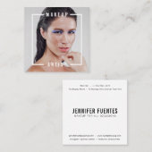 写真モダン白はっきりしたタイポグラフィメイクアップアーティスト スクエア名刺 (正面/裏面)