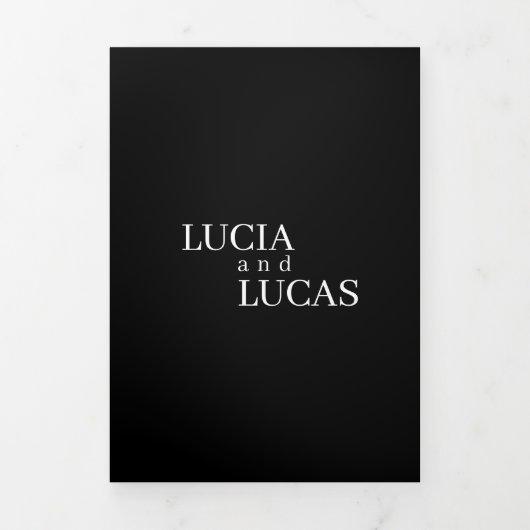 写真モダン白黒オールインワン結婚ズ 三つ折りプログラム (カバー)