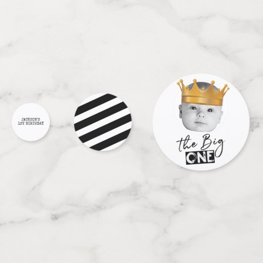 写真モダン白黒第1誕生日 コンフェッティ (裏面)