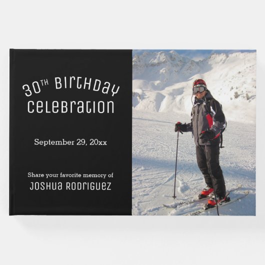 写真モダン白黒30歳の誕生日パーティー ゲストブック (正面)