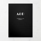 写真モダン白黒rsvp詳細結婚s 三つ折り招待状 (カバー)