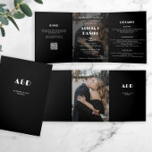 写真モダン白黒rsvp詳細結婚s 三つ折り招待状