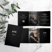 写真モダン白黒rsvp詳細結婚s 三つ折り招待状