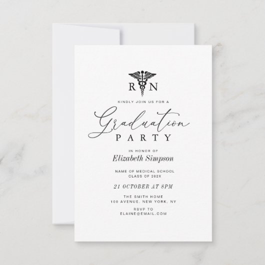 写真モダン看護卒業発表 サンキューカード (裏面)