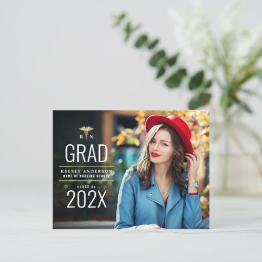 写真モダン看護学校の卒業発表 ポストカード (スタンド正面)