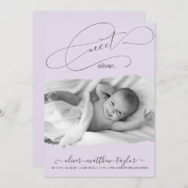 写真モダン破れた紙フレームの誕生発表 招待状