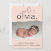 写真モダン破れた紙フレームの誕生発表 招待状 (正面)