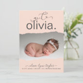 写真モダン破れた紙フレームの誕生発表 招待状 (スタンド正面)