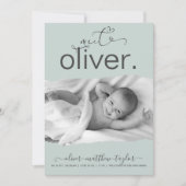 写真モダン破れた紙フレームの誕生発表 招待状 (正面)