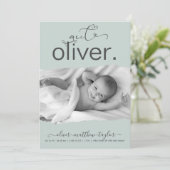 写真モダン破れた紙フレームの誕生発表 招待状 (スタンド正面)