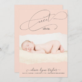 写真モダン破れた紙フレームの誕生発表 招待状