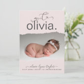 写真モダン破れた紙フレームの誕生発表 招待状 (スタンド正面)