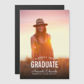 写真モダン磁気の卒業発表 マグネット招待状 (正面/裏面)