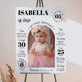 写真モダン第1誕生日マイルストーンのサイン ポスター