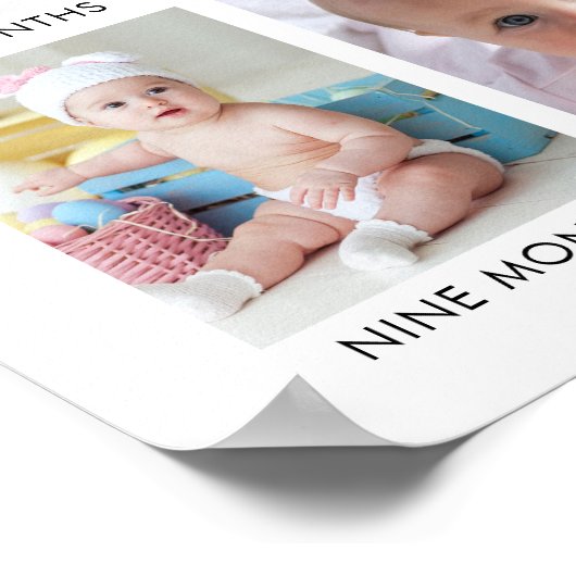 写真モダン第1誕生日マイルストーンのサイン ポスター (角)