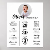 写真モダン第1誕生日マイルストーンのサイン ポスター (正面)