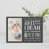 写真モダン素朴の誕生発表 案内状 (スタンド正面)