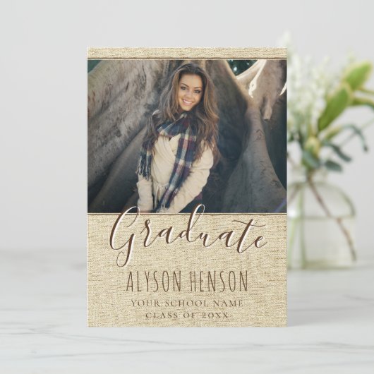 写真モダン素朴卒業発表カード 案内状 (スタンド正面)