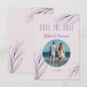 写真モダン紫のスクリプエレガントト日付の保存 (正面/裏面)