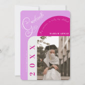 写真モダン紫はっきりしたイガーリースラーム卒業 招待状 (正面)