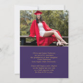 写真モダン紫金ゴールド卒業発表 招待状 (裏面)