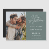 写真モダン結び結び結婚の日付を保存 (正面/裏面)