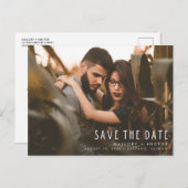 写真モダン結スタイリッシュ婚日の保存 案内ポストカード (正面/裏面)