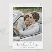 写真モダン結ミニマル婚日付の保存 招待状 (正面)