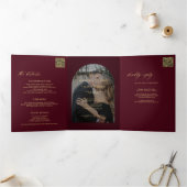 写真モダン結ミニマル婚rsvp詳細burgundy 三つ折り招待状 (内部)