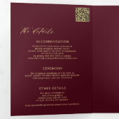写真モダン結ミニマル婚rsvp詳細burgundy 三つ折り招待状 (内部最初)